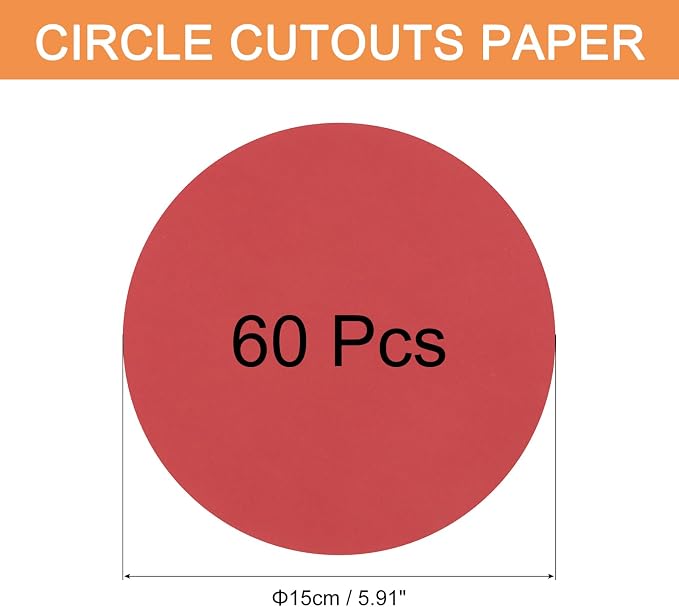 MECCANIXITY 60 PCS Red Circle Cutouts Paper, 6 Inch Round Cutouts 200gsm/75lb