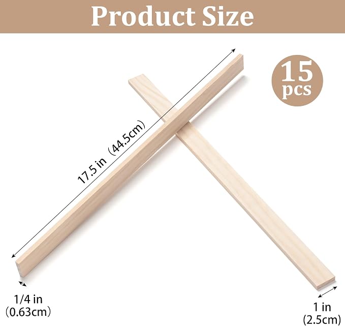Wooden Dowels for Crafts, Wood Strips Trim Wood Slats Planks for Wall 1/4" × 1"
