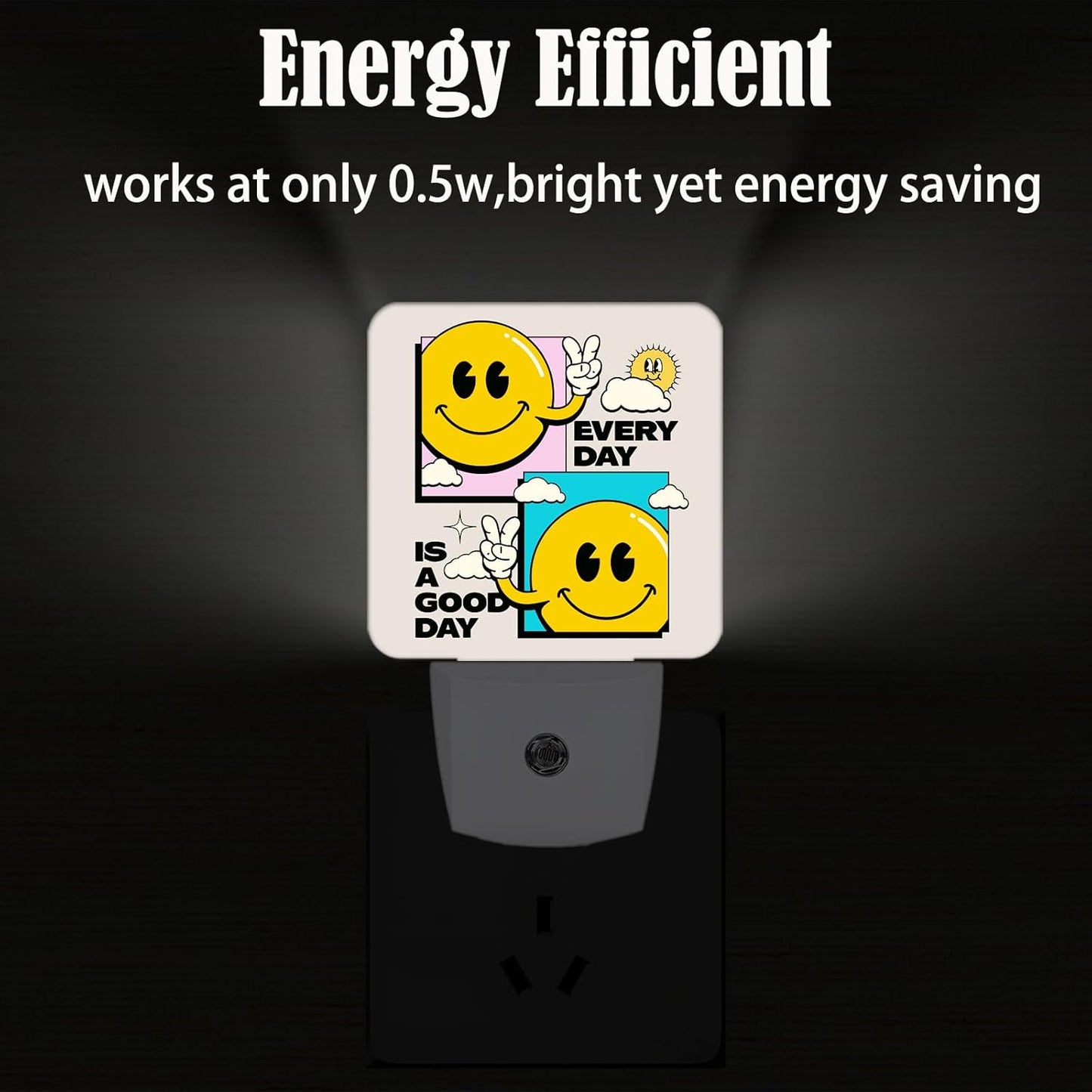 Cheer Smiley Face Night Light,Plug Into Wall Decor for Stairway,Hallway,Kitchen,Dusk to Dawn Sensor Nightlights for Boys/Girls/Women/Men Room Gifts