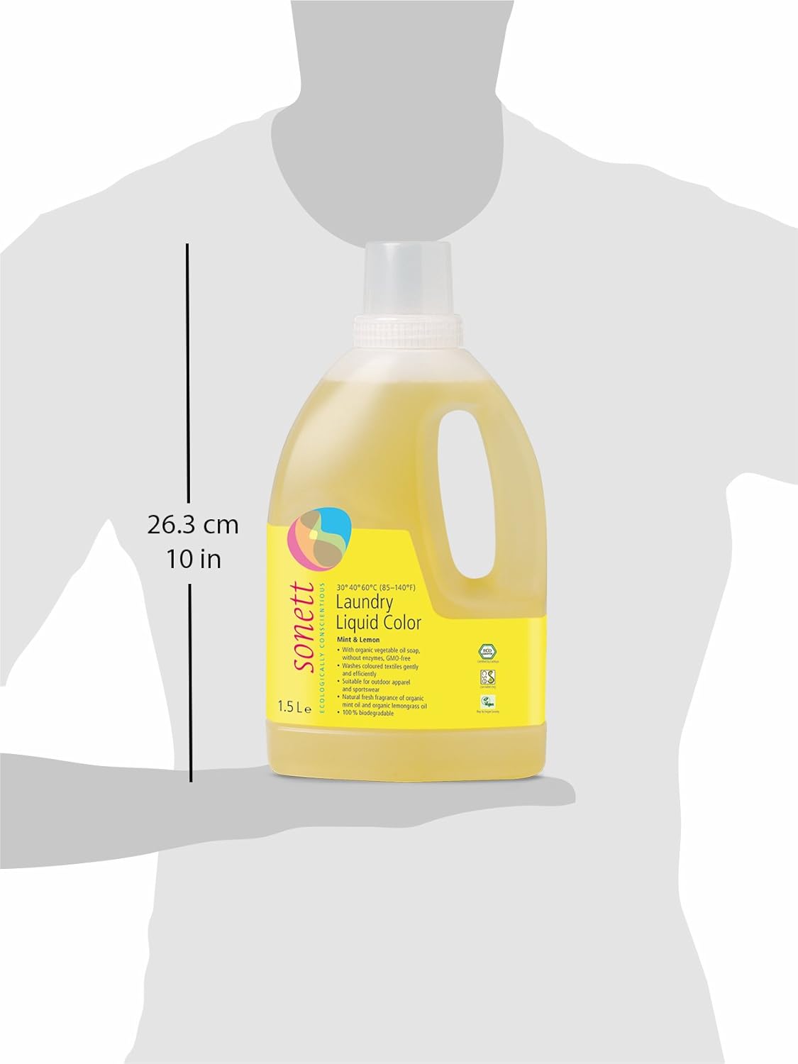 Sonett Organic Laundry Liquid Detergents, Mint & Lemon (1 Count) for all colored textiles Certified Organically Grown