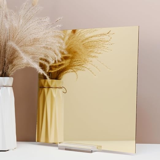Gold Mirror Acrylic Sheets, 2 Pack 12" x 12" Square Acrylic Sheets 1/8" Thick