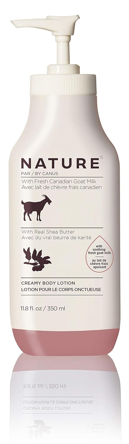 Nature by Canus Creamy Body Lotion, Shea Butter, 11.8 Oz, With Smoothing Fresh Canadian Goat Milk, Vitamin A, B3, Potassium, Zinc, and Selenium