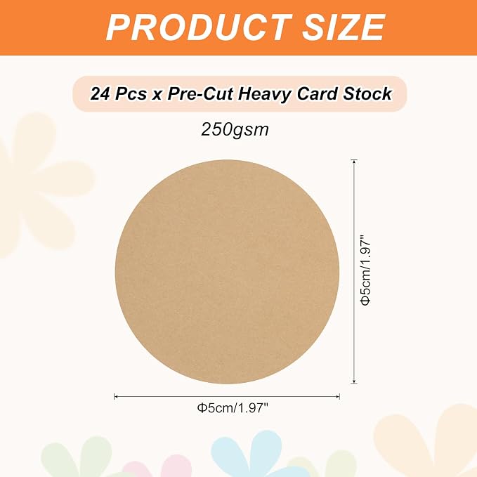 MECCANIXITY 24 Pcs Circle Card Stock, 2 Inch Round Cutouts Paper Thick