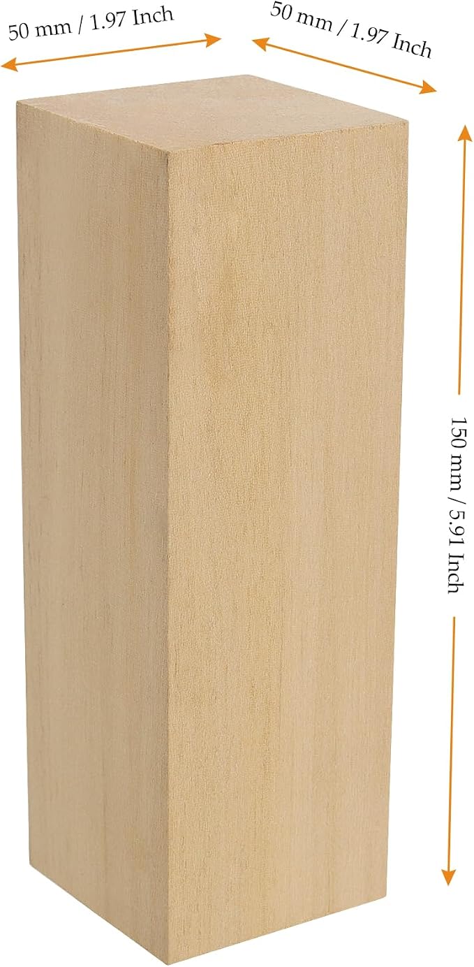 MUKCHAP 12pcs 6 x 2 x 2 Inch Basswood Carving Blocks, Unfinished Wood Block