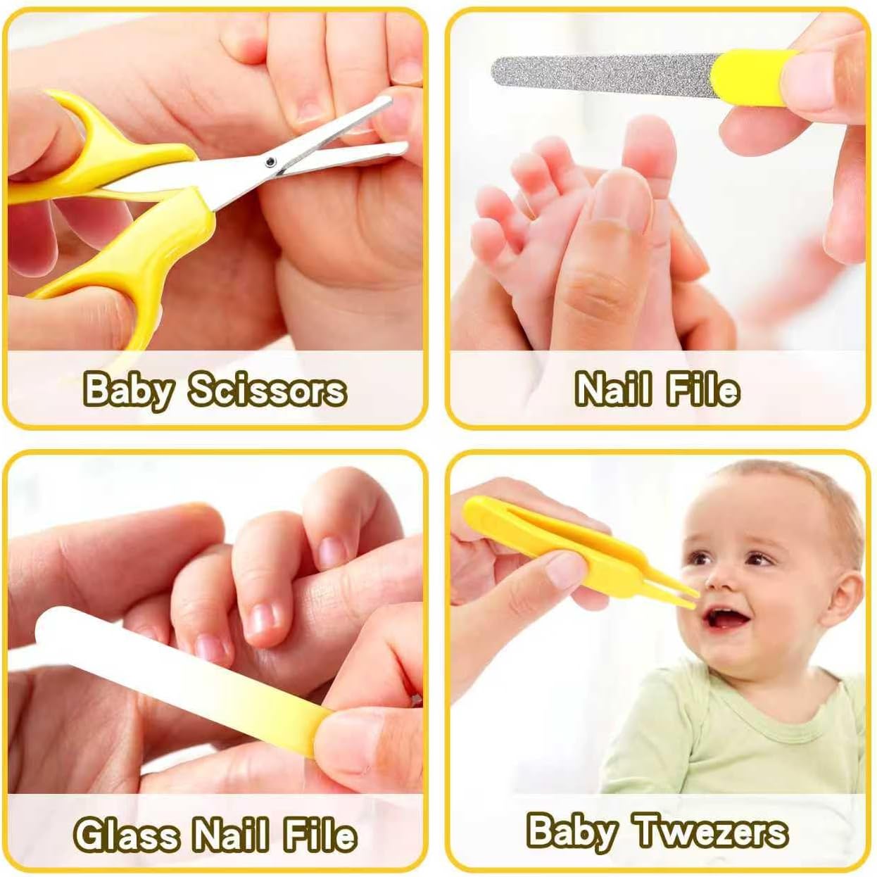 Baby Healthcare and Grooming Kit, Baby Safety Care Set, Baby Electric Nail Trimmer Set Newborn Nursery Health Care Set for Newborn Infant Toddlers Baby Boys Girls Kids (Yellow-18 Kits)