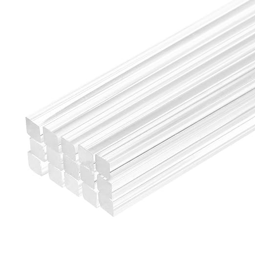 MECCANIXITY 30pcs Acrylic Square Rods 3/20" x 10" Clear Acrylic Dowel Rods
