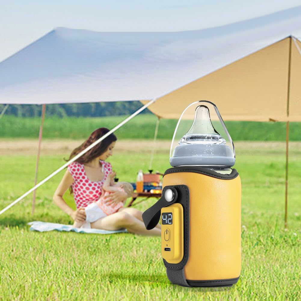 Baby Bottle Warmer, Portable Bottle Warmer, Baby Bottle Insulation Cover Bottle Warmer with LED Display, Heating Accurate Temperature Control for Travel Camping