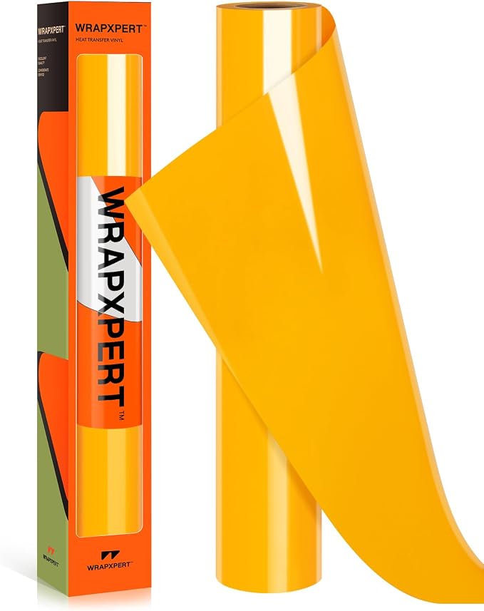 WRAPXPERT Yellow Heat Transfer Vinyl Mustard Yellow HTV Roll 12" x5ft Iron on