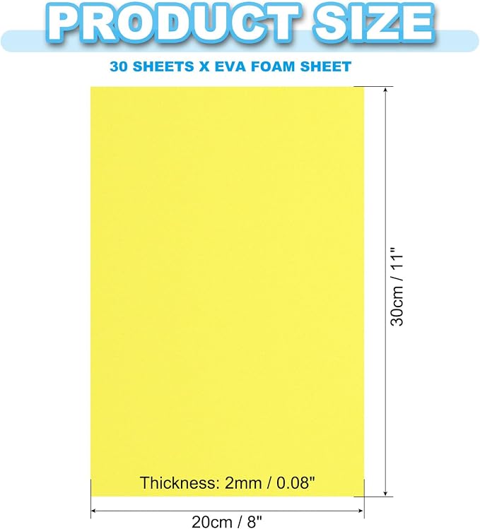 PATIKIL 30 Pack EVA Foam Sheets, Lime Yellow