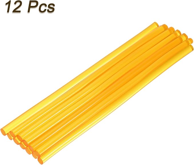 uxcell Mini Hot Glue Sticks for Glue Gun 7mm x 200mm Transparent Yellow 12pcs
