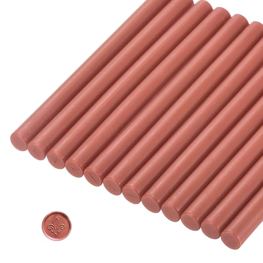 MECCANIXITY 12 Pcs Dark Red Cylinder Sealing Wax Stick Glue Gun Wax Seal Rod