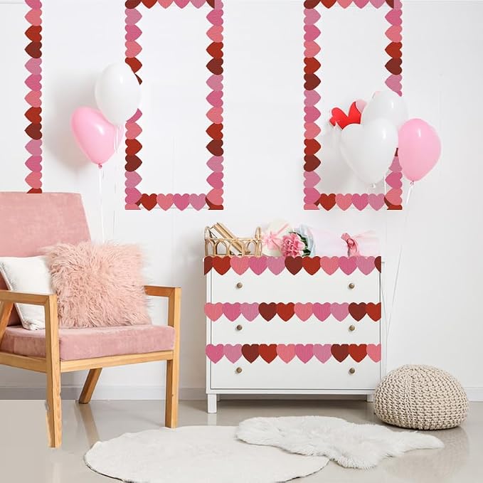 69 Feet Bulletin Board Borders Valentine's Day Rolled Border Trim