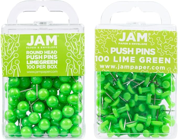 JAM PAPER Colorful Push Pins
