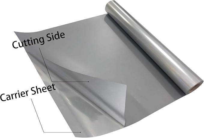FUNKAKA Heat Transfer Vinyl Reflective Dark Gray HTV Roll, Reflective HTV Vinyl