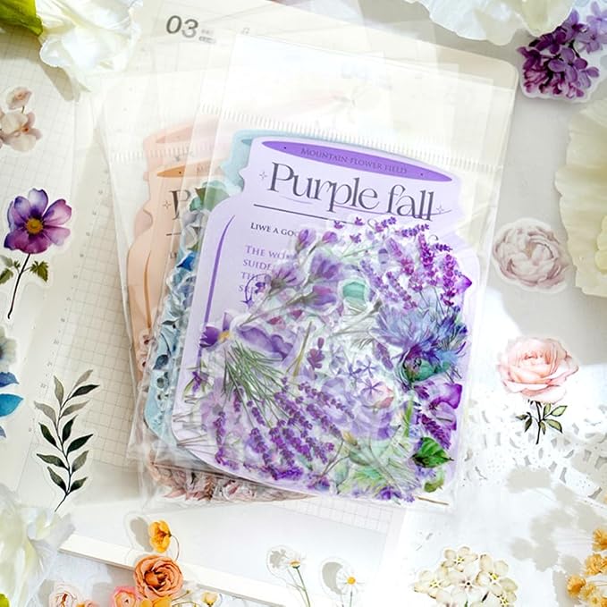 100 Pcs Autumn Flower Stickers for Scrapbooking Junk Journal Card Making