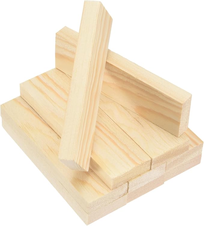 MECCANIXITY 10Pcs Wood Strips Slats, 3/8" x 1‑1/4" x 4" Thin Wood Sticks Flat