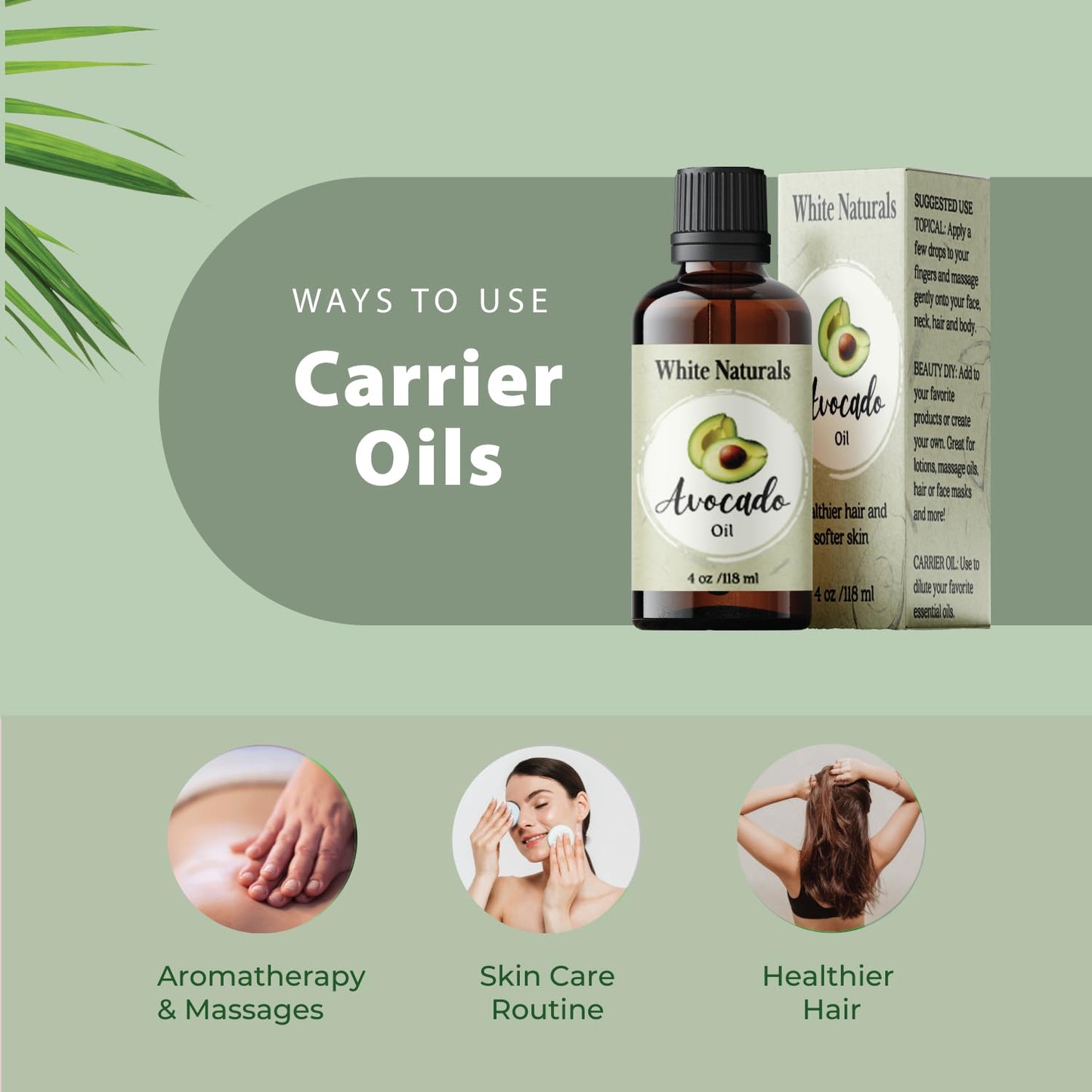 Organic Avocado Oil Unrefined Virgin, 100% Pure & Natural, Cold Pressed, Moisturizing for Skin Care, Massage, Hair Growth, and to Dilute Essential Oils, Carrier Oil For Aromatherapy 4oz