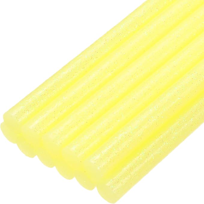 uxcell Mini Hot Glue Sticks for Glue Gun 7mm x 100mm Glitter Light Yellow 12pcs