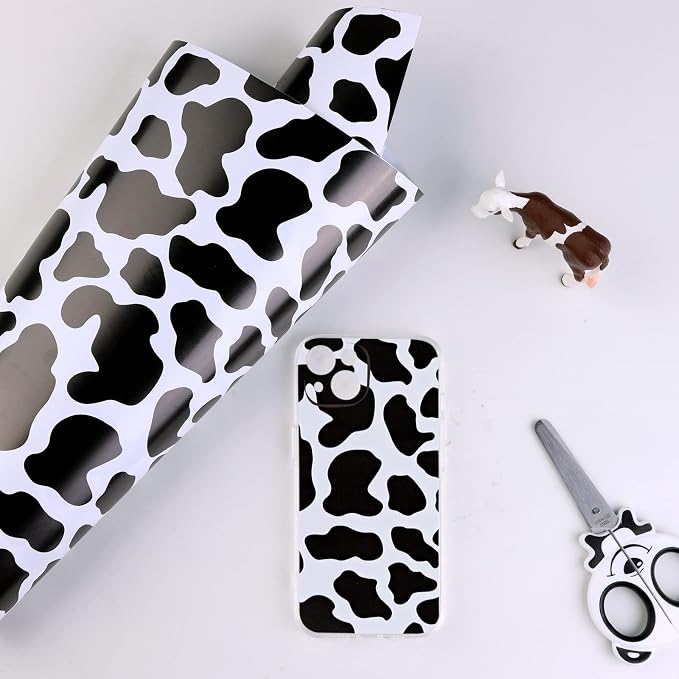 Tintnut Cowhide Permanent Vinyl Black White Adhesive Vinyl Roll 12in x 5ft |
