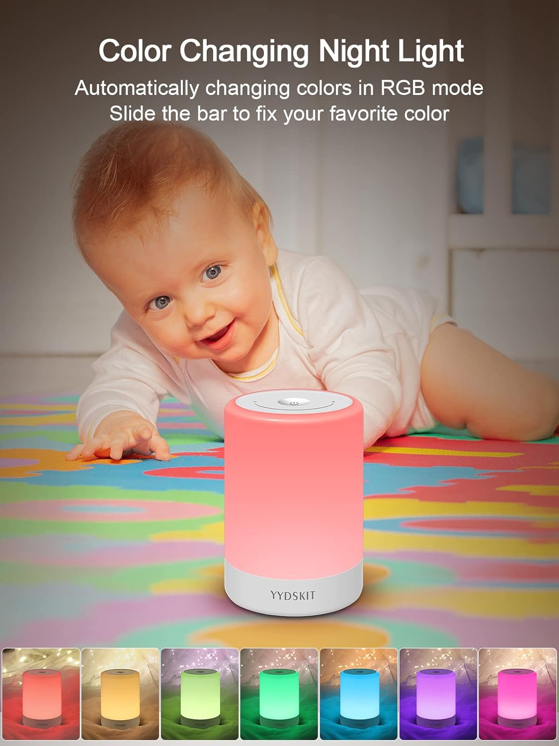 Baby Night Light, Nursery Night Lamp for Breastfeeding, Portable Nightlight for Kids Toddlers Bedroom, Warm & Soft Bedside Lamp, Touch Control, Rechargeable, Lasting Up to 100Hours