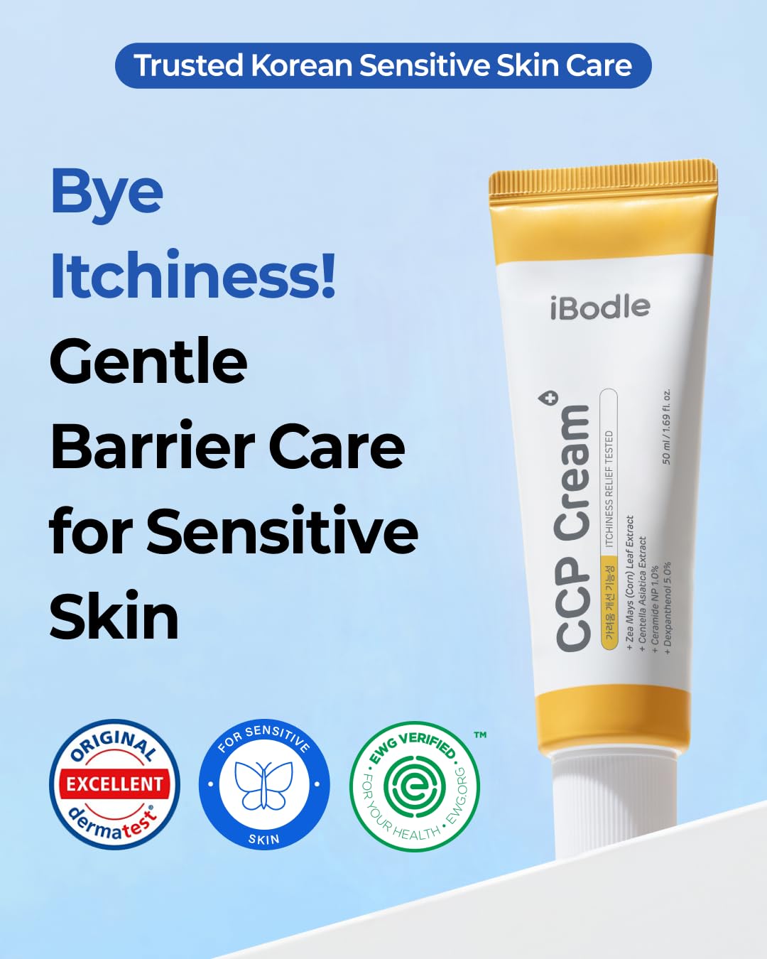 CCP Cream Korean, Itch Relief & Barrier Repair Moisturizer for Dry, Sensitive Skin, Gentle Formula Safe for Babies and Adults, Fragrance-Free 1.69 fl oz