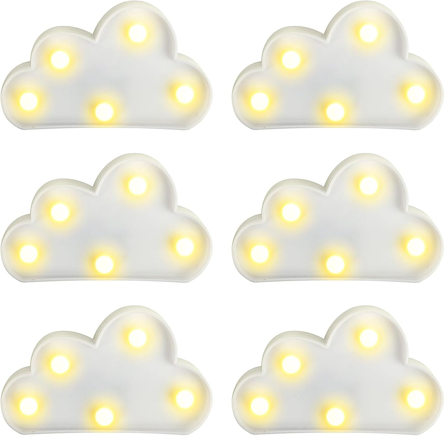 clothmile 6 Pcs LED Cloud Night Light Can Be Hung On The Wall Kids Room Room Light, Suitable for Birthday Party Holiday Decoration Baby Room Nursery Decoration (Clound-6pcs)