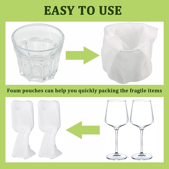 200PCS Cushion Foam Pouches, Moving Packaging Supplies