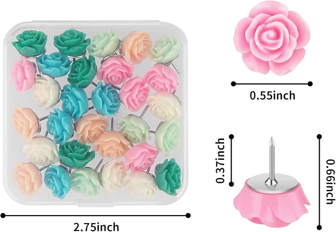 Cuttte 30pcs Decorative Flower Push Pins