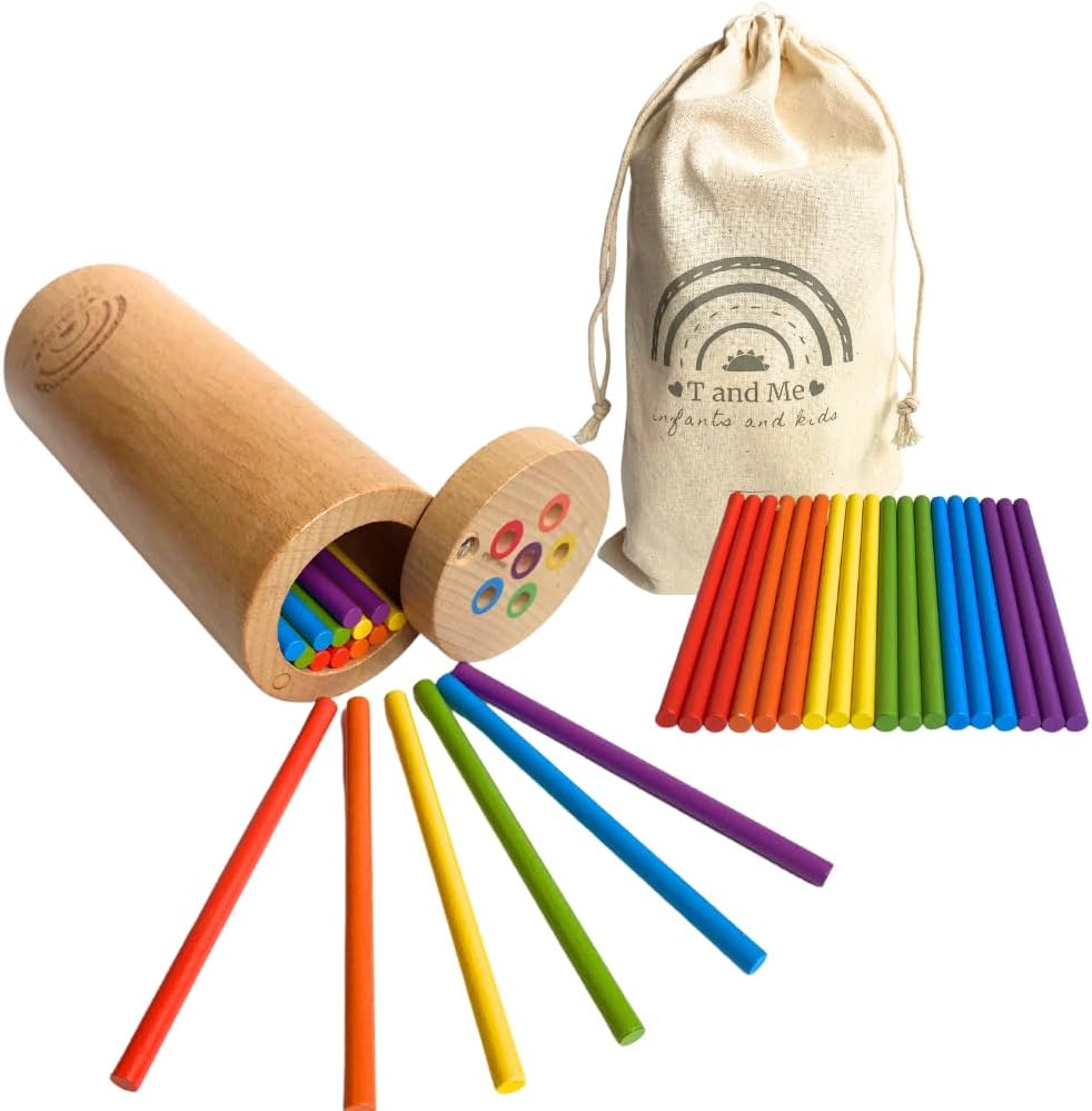 Sticks for Kids Plus Size, Montessori Toddler Toys for 1-3 Year Old, 1 Year Old Gift, Wooden Toys, Sensory Toys, Toddler Stocking Stuffer, Educational Games