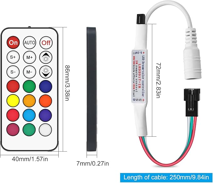 RGBZONE DC 5-24V Mini 21 Key IR Infrared Wireless RGB Remote Controller for WS2811 WS2812B LED Dream Color Strip Lights