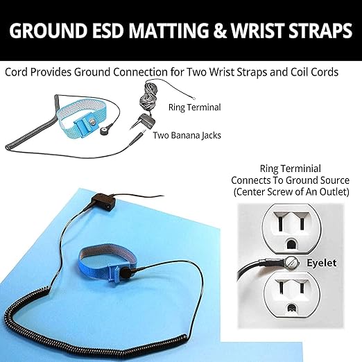 RubberStat Dual Layer ESD Compliant Workstation Rubber Table Mat Kit, Soldering, Cell Phone Repair - 24"x120" Royal Blue