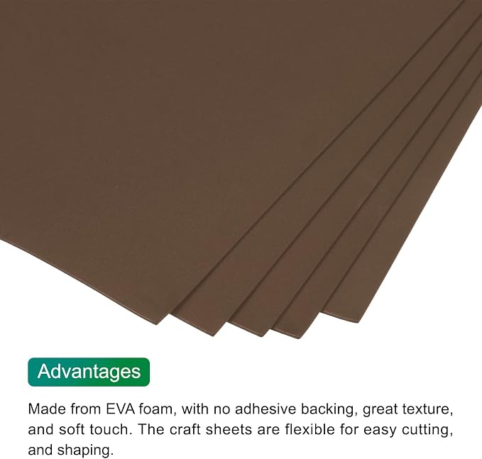 MECCANIXITY EVA Foam Sheets Brown 35.4 Inch x 19.7 Inch 2mm Thick Crafts Foam