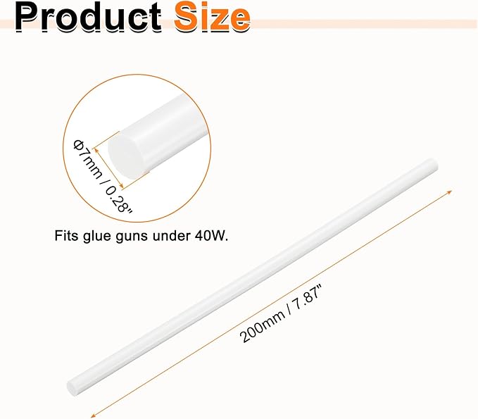 HARFINGTON 10pcs Hot Glue Sticks 0.28" Dia x 7.87" Long EVA Mini Hot Melt