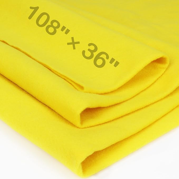 XSEINO Yellow Large Felt Fabric 108" X 36 ", 1.4 mm Thick Soft Felt Fabric Sheet