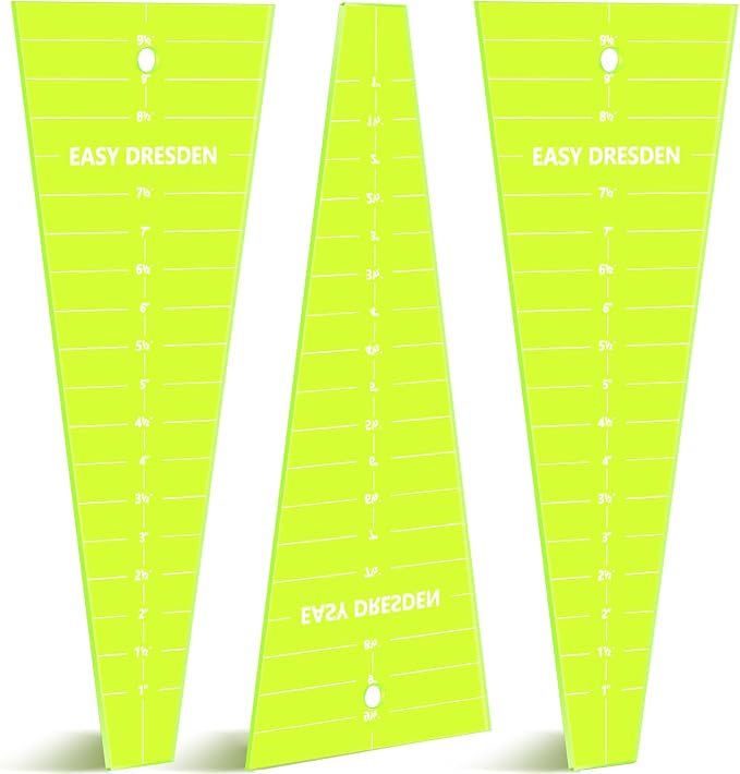 Kigley 3 Pcs Acrylic Trapezium Quilting Template Ruler 10 Inch Dresden Plate