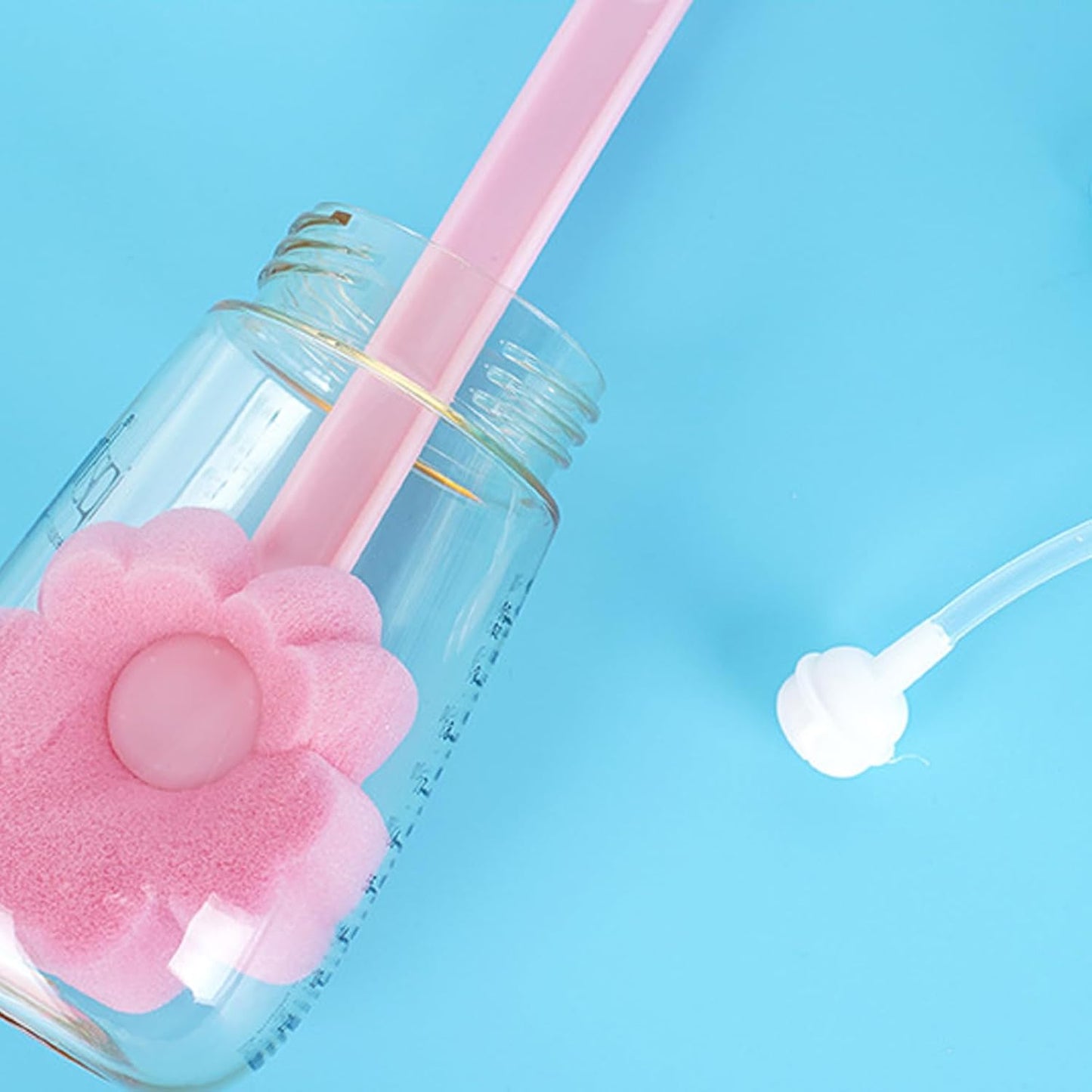 Bottle Soft Brush -Sponge Bottle Brush Soft and Easy to CleLong Bottle Brush Cleaner for Narrow Neck Bottles, Flexible Foam Bottle Cleaning Brush for Water Bottles, Vases, Baby Bottles, and Morean