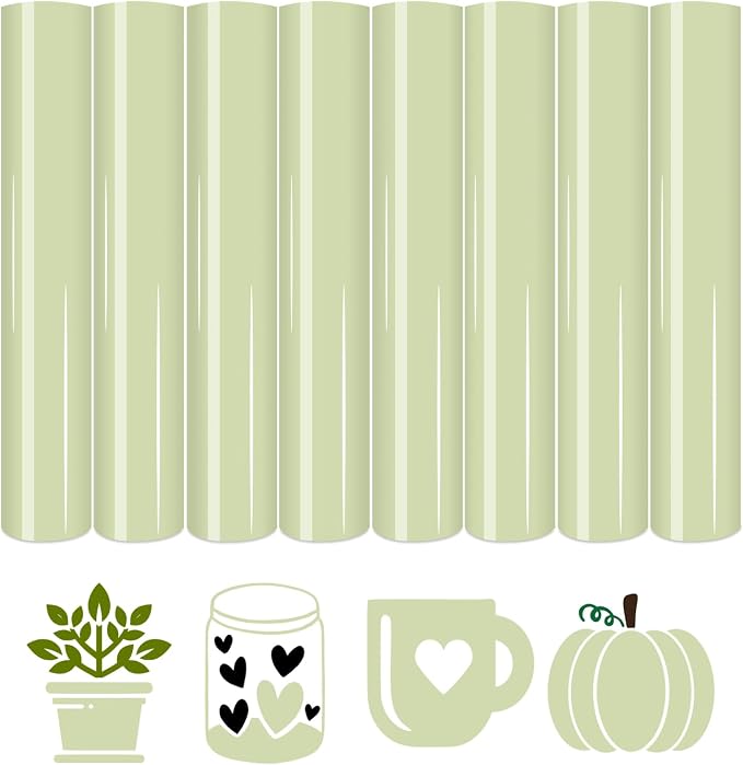 HTVSTD Laurel Green HTV Heat Transfer Vinyl 8pcs 12×10in Iron on Vinyl | Dark