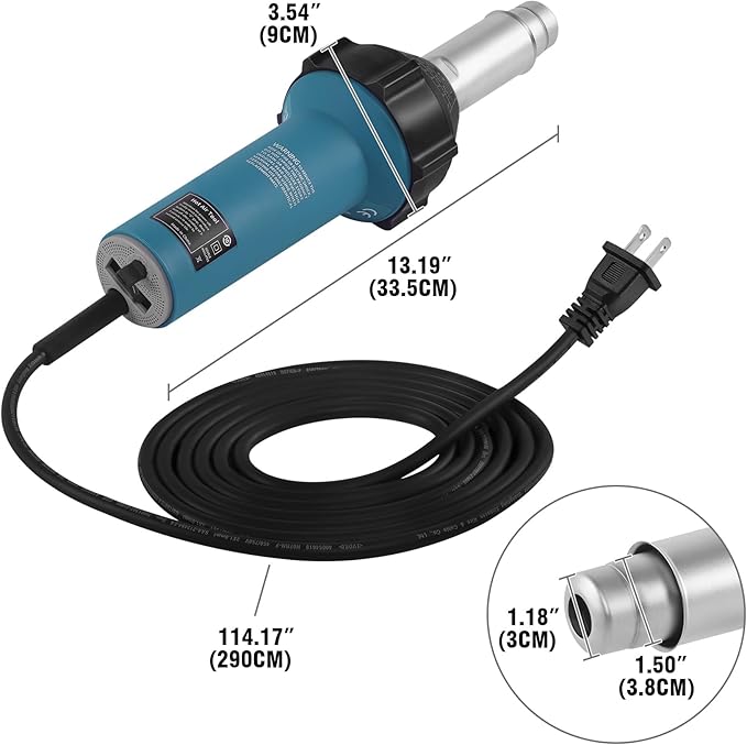 Iglobalbuy 110V 1600W Hot Air Plastic Welding Welder, Handheld Hot Air Vinyl PVC TPO Heating Welding Gun w/Nozzles Adjustable Temperature Roofing Welder Kit