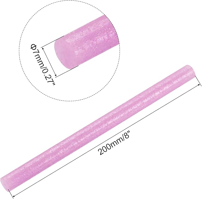 uxcell Mini Hot Glue Sticks for Glue Gun 7mm x 200mm Glitter Pink 12pcs