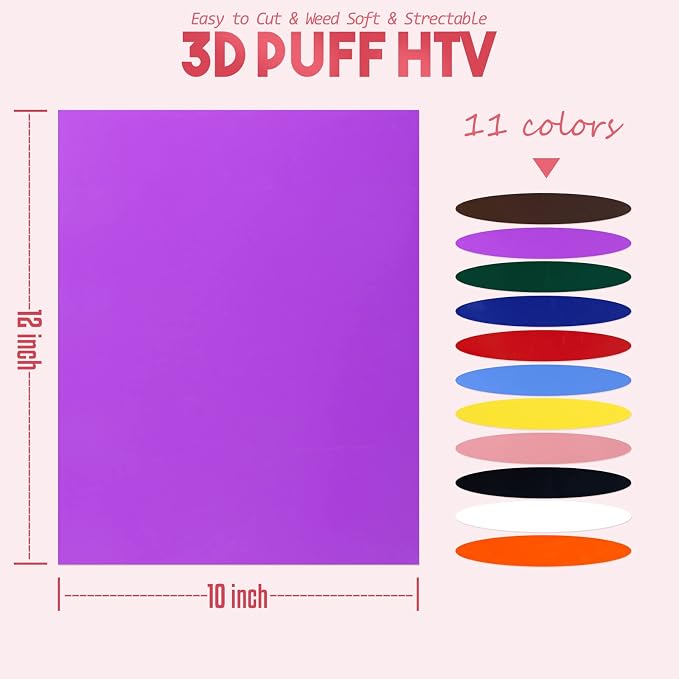 Tintnut Classic Color Puff Heat Transfer Vinyl, easy cut & weed, stretch