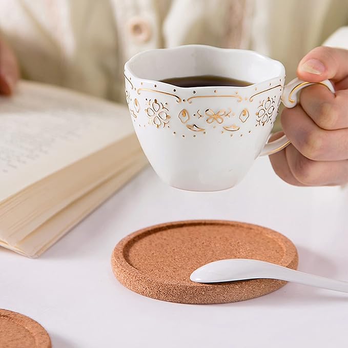 Tebery 20 Pack Round Lip Cork Coasters, 3.9 Inch Absorbent Drink Coaster