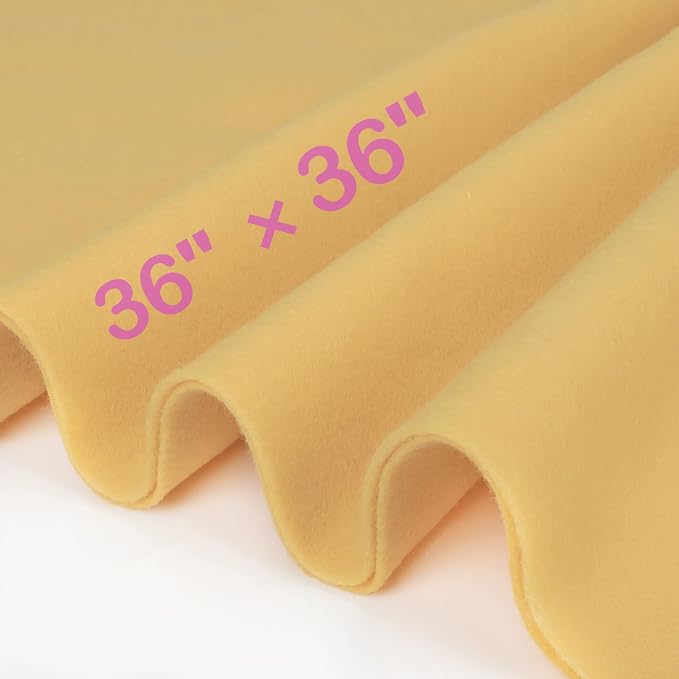 XSEINO Sand Yellow Large Felt Fabric 36" X 36 ", 1.4 mm Thick Soft Felt Fabric