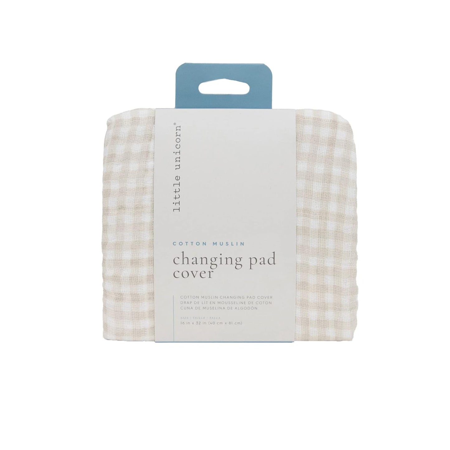 Little Unicorn Premium Changing Pad Cover | Extra Soft & Breathable Muslin Fabric (Tan Gingham)