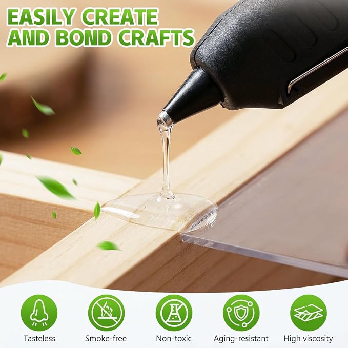 KISEER 100 Pack Clear 0.43 x 11 Inch Full Size Hot Glue Sticks Universal Fit