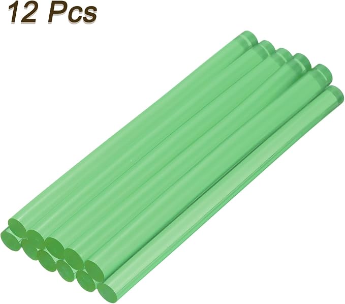 uxcell Mini Hot Glue Sticks for Glue Gun 7mm x 100mm Transparent Green 12pcs