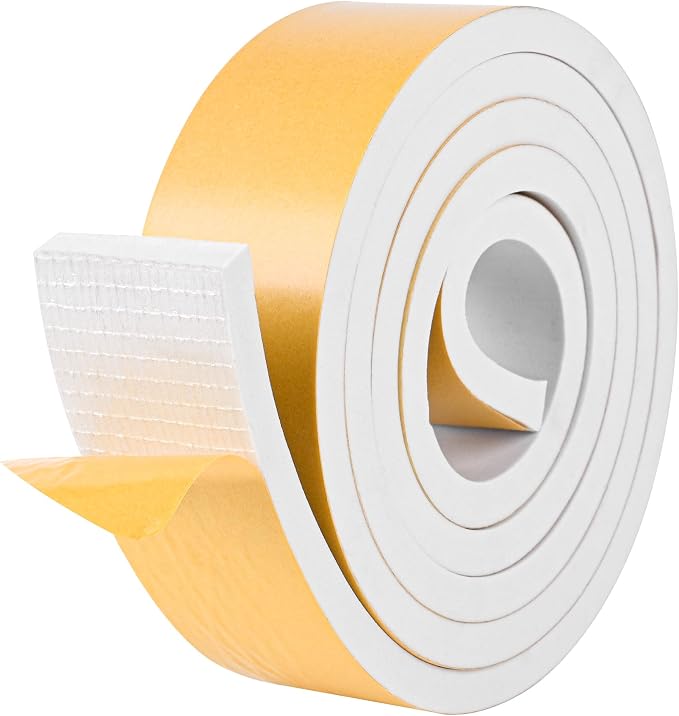 Kikerike Self Adhesive Foam Tape Weatherstrip 2in x 3/8in x 6.5Ft High Density