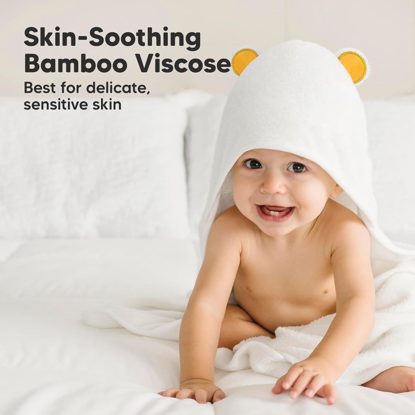 KeaBabies Hooded Baby Towel for Newborn - Viscose Derived from Bamboo Large Baby Bath Towels with Hood for Boys, Girls, Toddler, Extra Absorbent & Soft Newborn Bath Essentials (Bear, Regular)