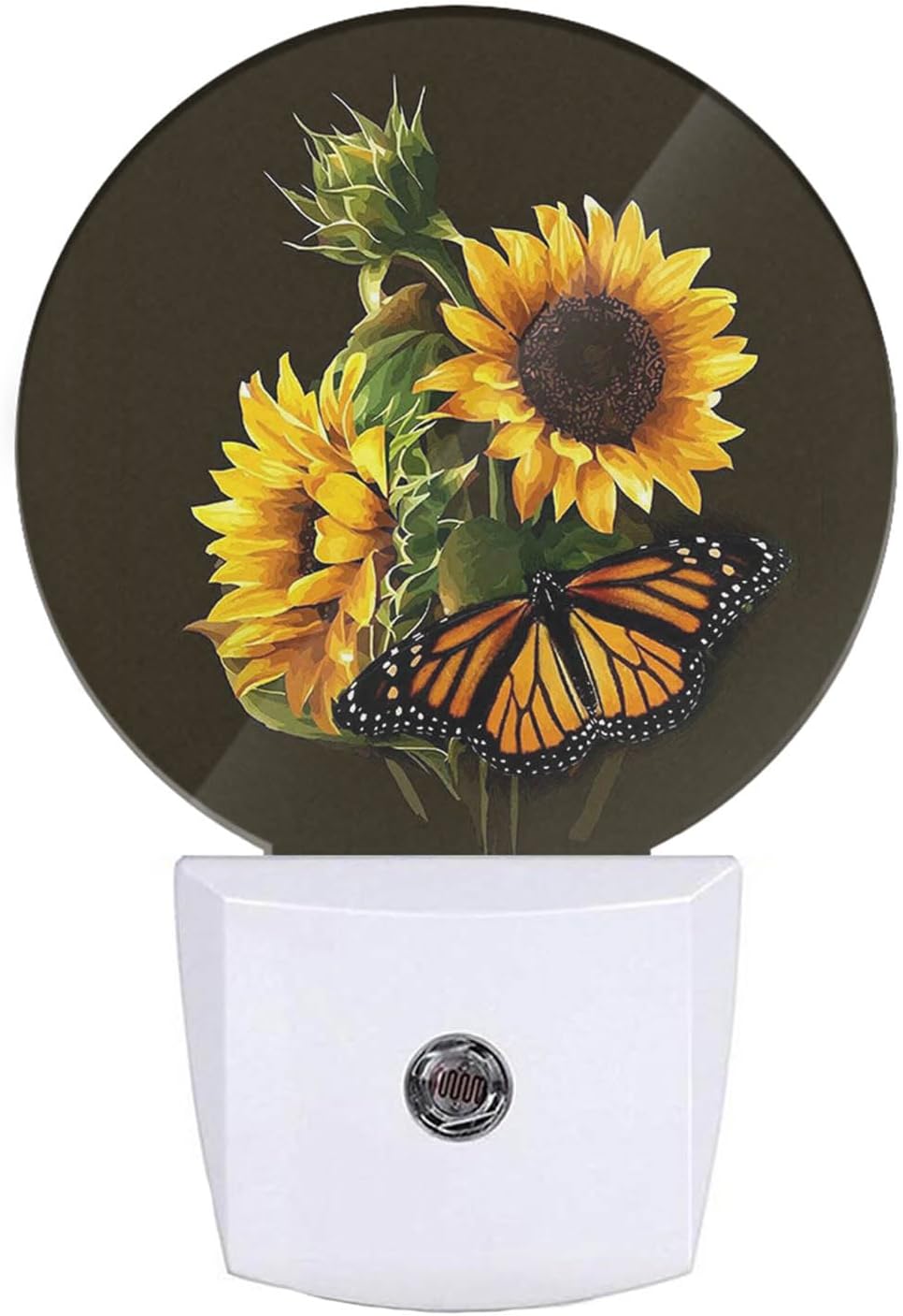 EKOBLA Night Light Sunflower and Butterfly Night Lights Plug into Wall for Boys Girls Led Night Light, Round Lamp Home LED Wall Decor Nightlight