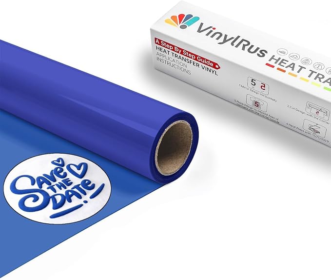 VinylRus Blue Puff Vinyl Heat Transfer -12” x 6ft Puffy 3D Iron on Vinyl