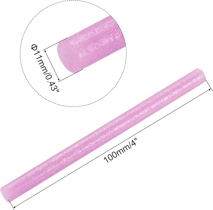 uxcell Mini Hot Glue Sticks for Glue Gun 11mm x 100mm Glitter Pink 12pcs